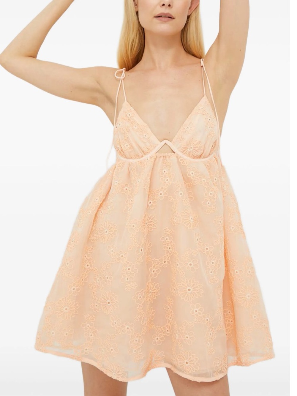 For Love And Lemons Peach Eyelet Mini Dress